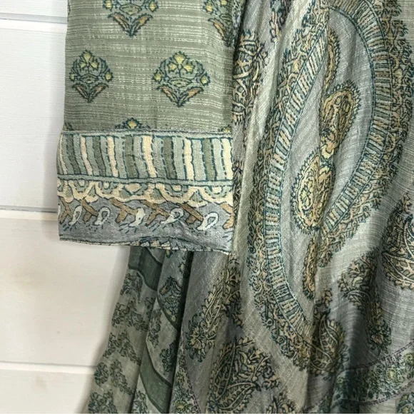 Soft Surroundings Women’s Jardin Majorelle Sage Asymmetrical Maxi Dress Size 1X - Picture 8 of 11